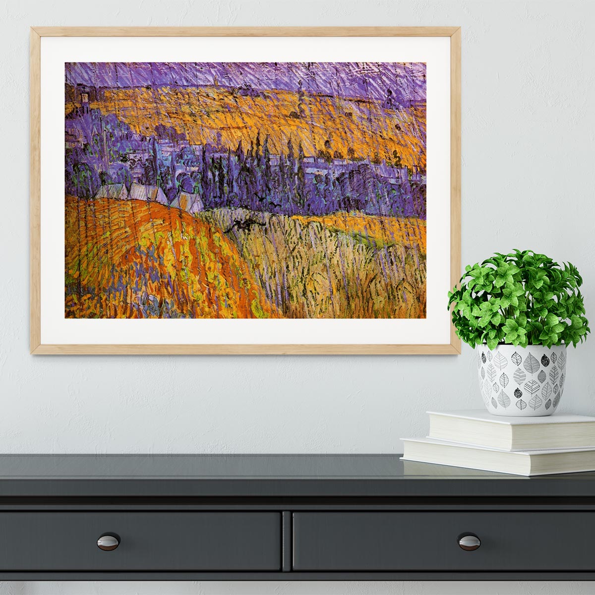 Landscape at Auvers in the Rain by Van Gogh Framed Print - Canvas Art Rocks - 3