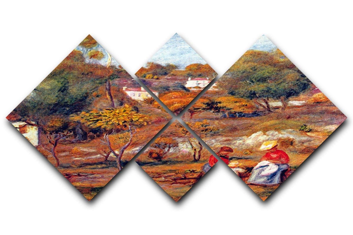 Landscape at Cagnes by Renoir 4 Square Multi Panel Canvas  - Canvas Art Rocks - 1