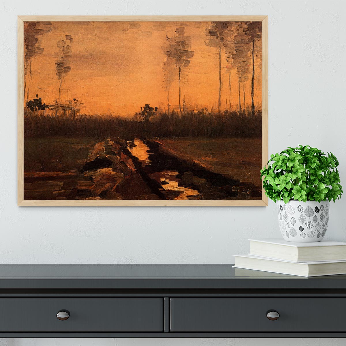 Landscape at Dusk by Van Gogh Framed Print - Canvas Art Rocks - 4