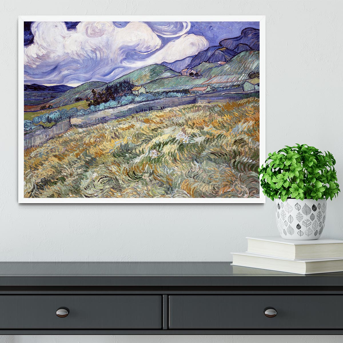 Landscape from Saint-Remy Framed Print - Canvas Art Rocks -6