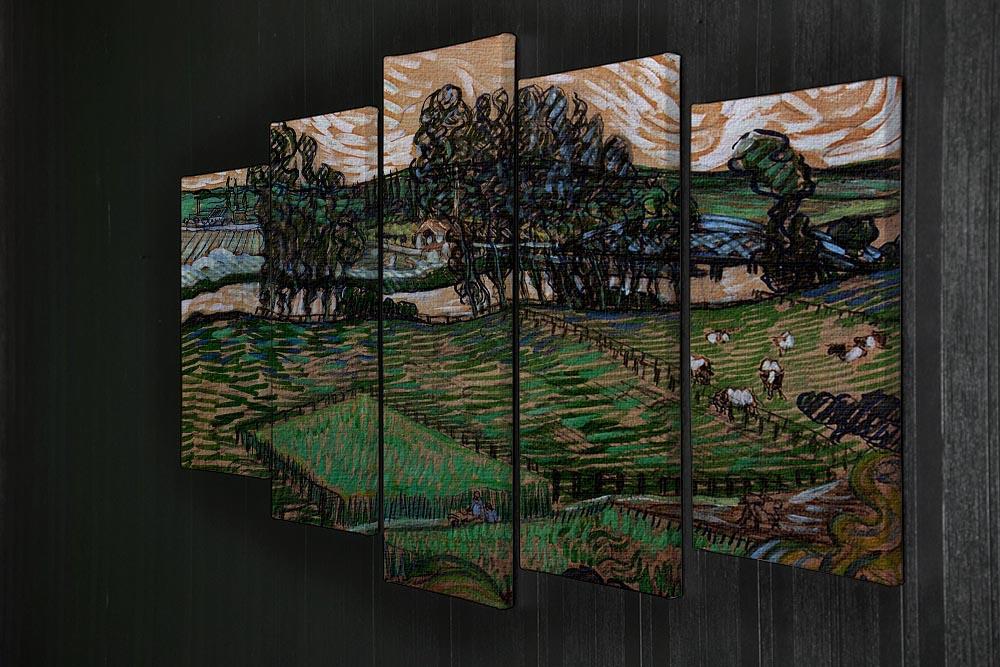 Landscape with Bridge across the Oise by Van Gogh 5 Split Panel Canvas - Canvas Art Rocks - 2