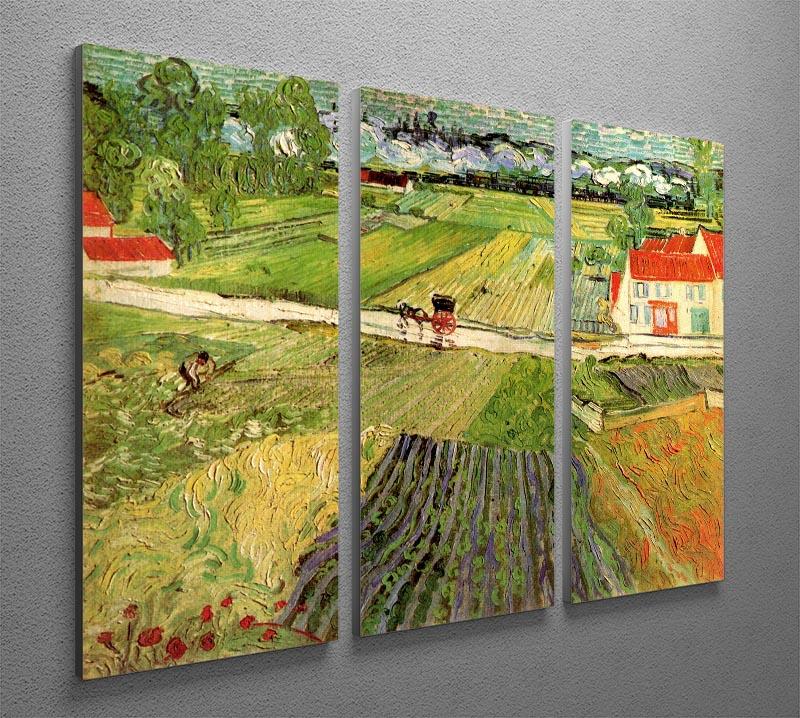 Landscape with Carriage and Train in the Background by Van Gogh 3 Split Panel Canvas Print - Canvas Art Rocks - 4