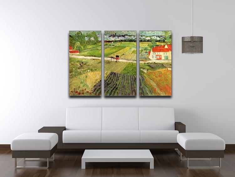 Landscape with Carriage and Train in the Background by Van Gogh 3 Split Panel Canvas Print - Canvas Art Rocks - 4