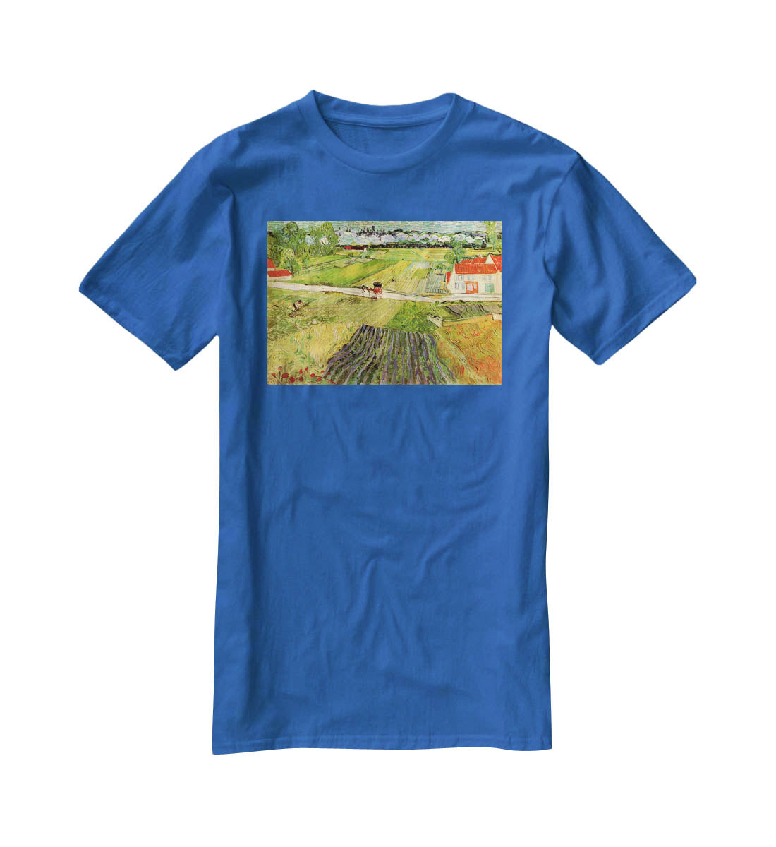 Landscape with Carriage and Train in the Background by Van Gogh T-Shirt - Canvas Art Rocks - 2