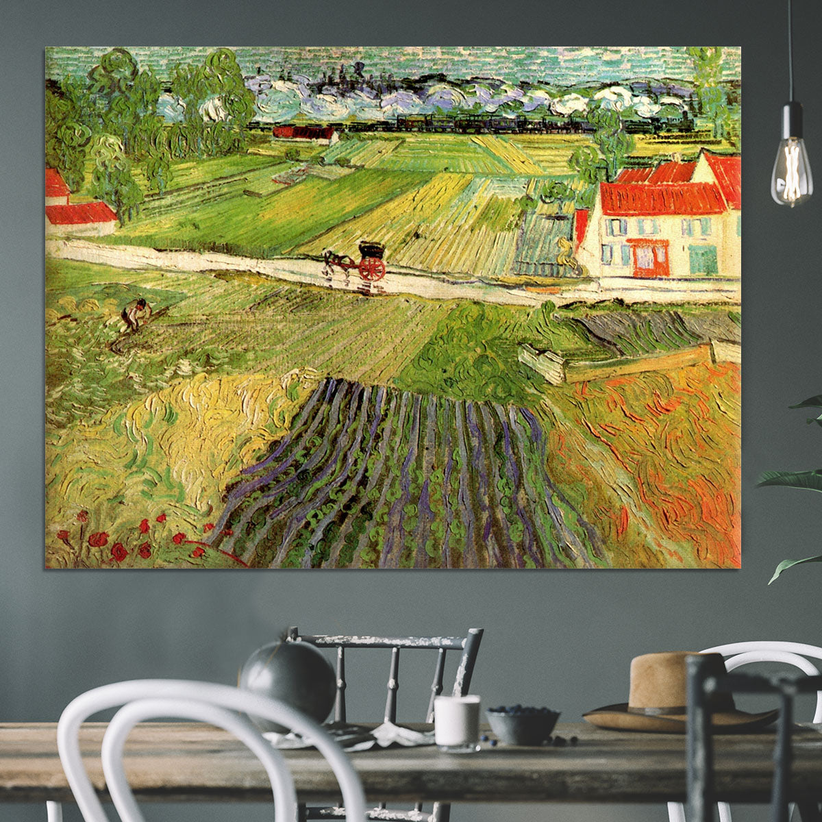 Landscape with Carriage and Train in the Background by Van Gogh Canvas Print or Poster - Canvas Art Rocks - 3