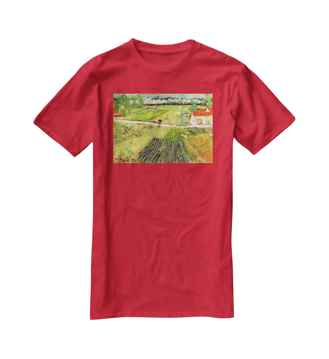 Landscape with Carriage and Train in the Background by Van Gogh T-Shirt - Canvas Art Rocks - 4