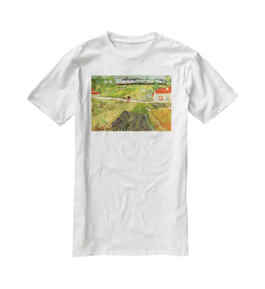 Landscape with Carriage and Train in the Background by Van Gogh T-Shirt - Canvas Art Rocks - 5