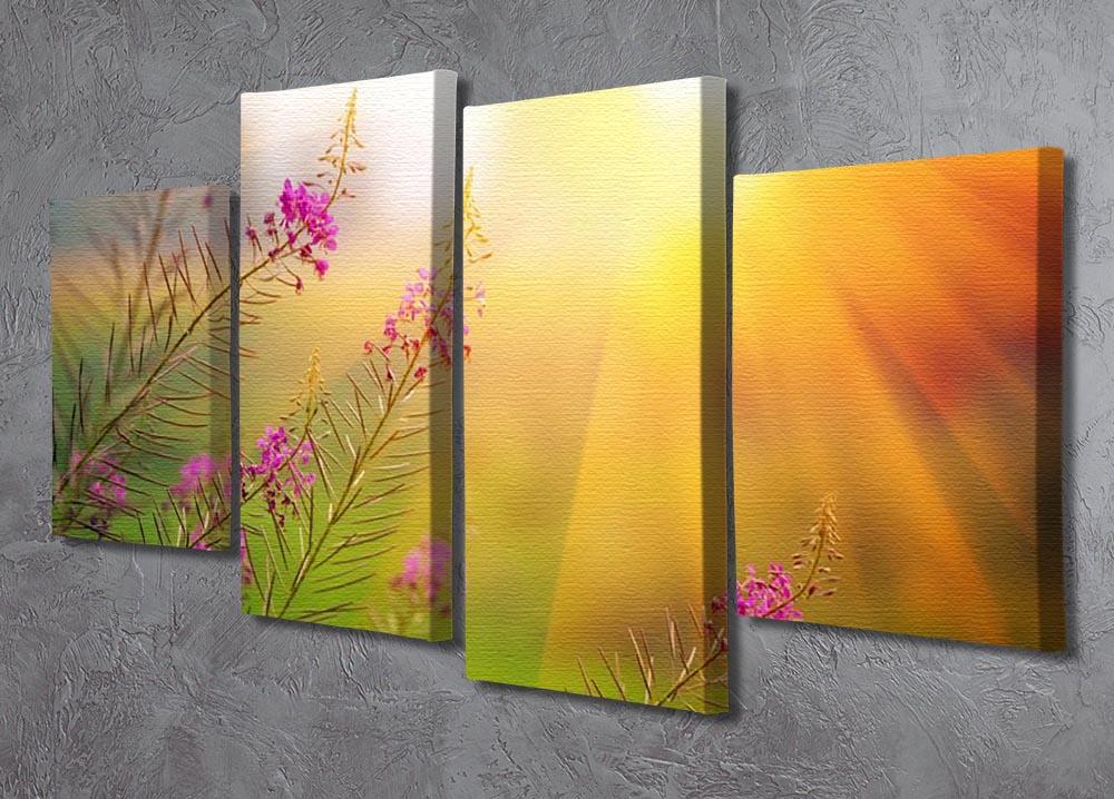 Landscape with Fireweed at sunny summer 4 Split Panel Canvas  - Canvas Art Rocks - 2