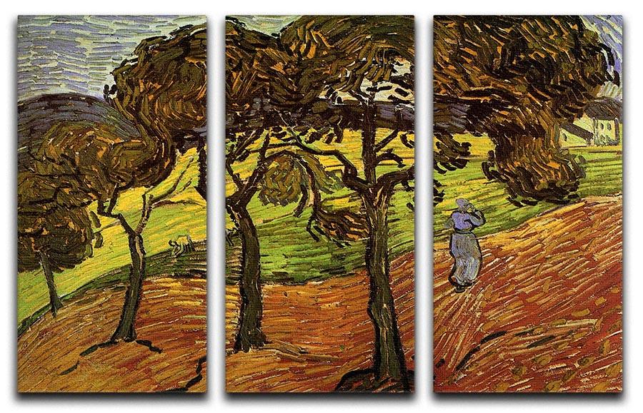 Landscape with Trees and Figures by Van Gogh 3 Split Panel Canvas Print - Canvas Art Rocks - 4