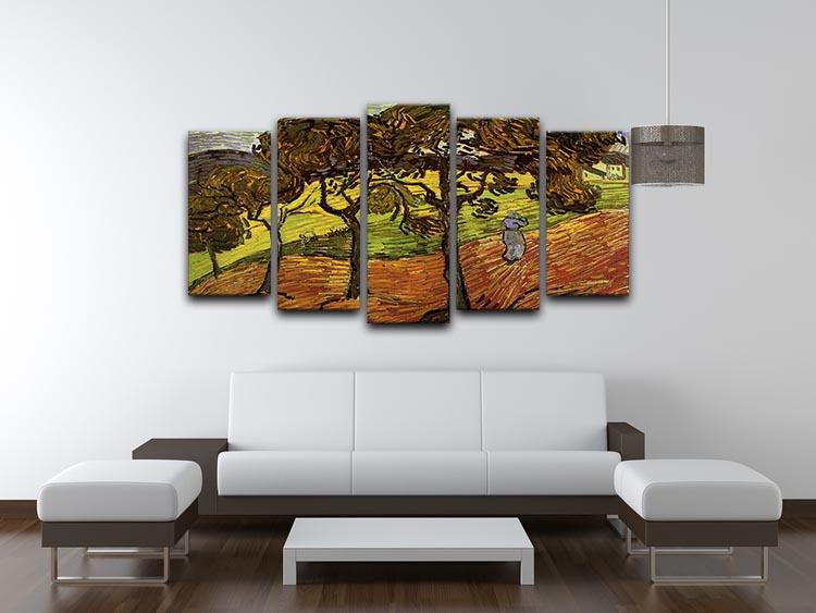 Landscape with Trees and Figures by Van Gogh 5 Split Panel Canvas - Canvas Art Rocks - 3
