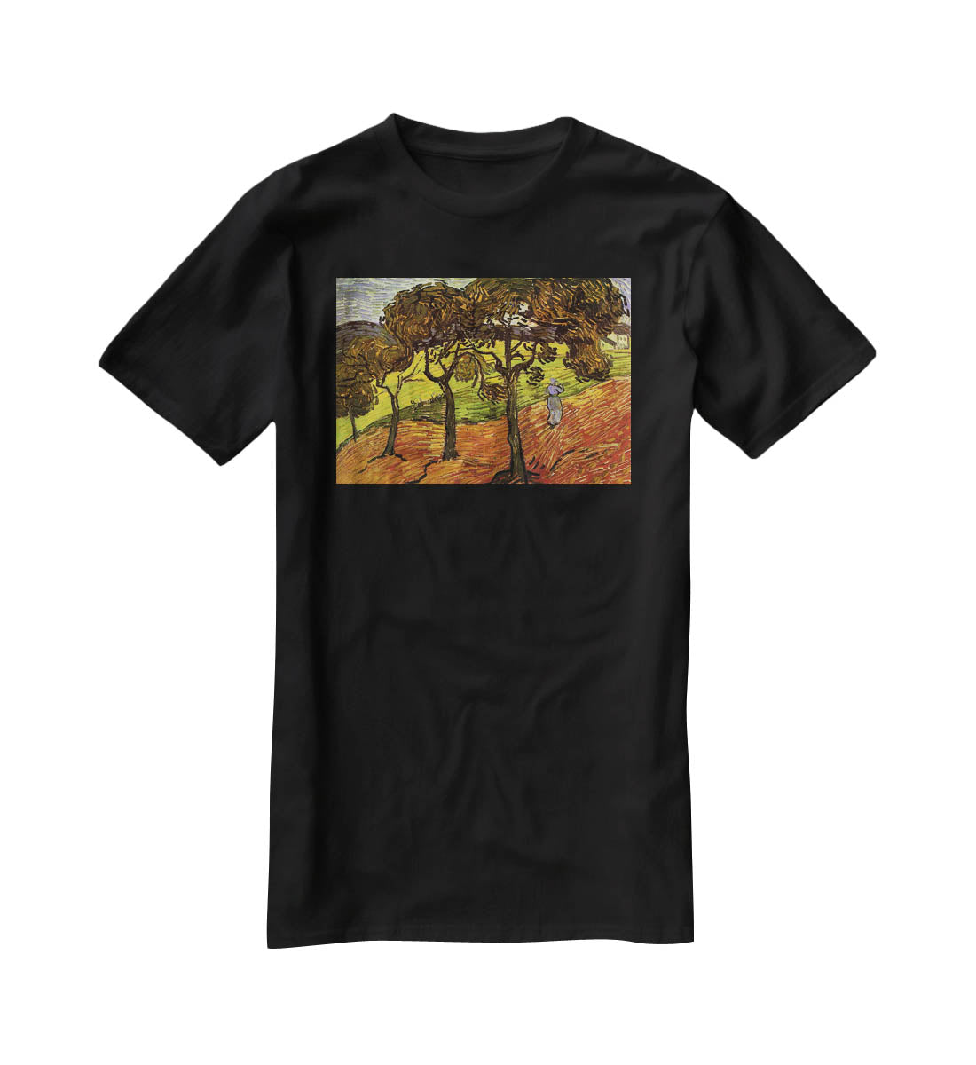 Landscape with Trees and Figures by Van Gogh T-Shirt - Canvas Art Rocks - 1