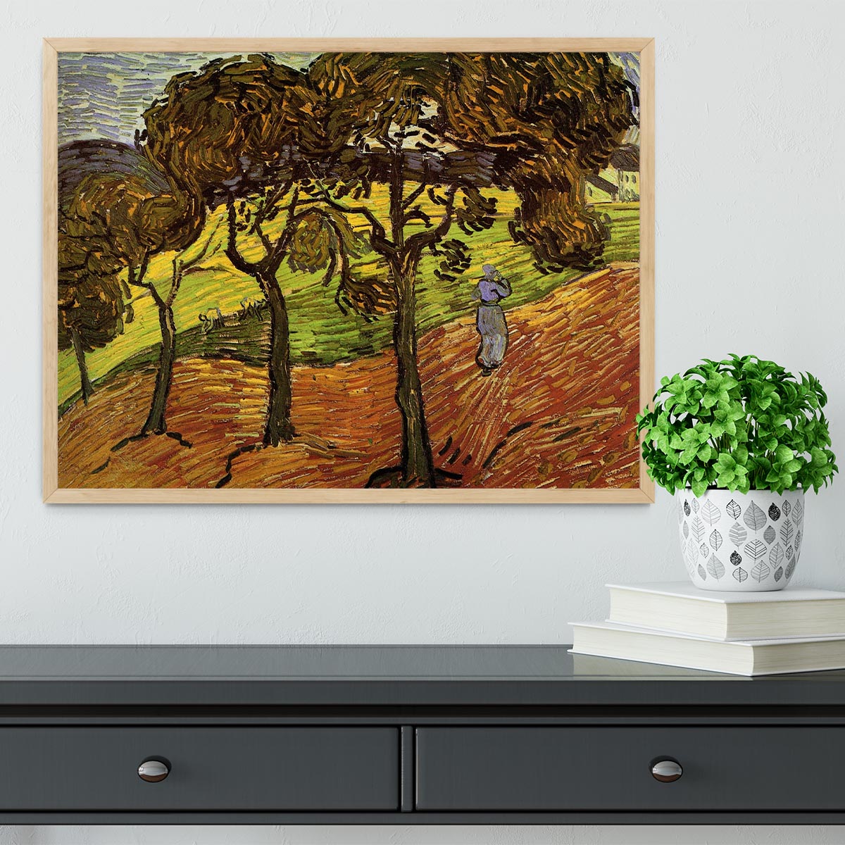 Landscape with Trees and Figures by Van Gogh Framed Print - Canvas Art Rocks - 4