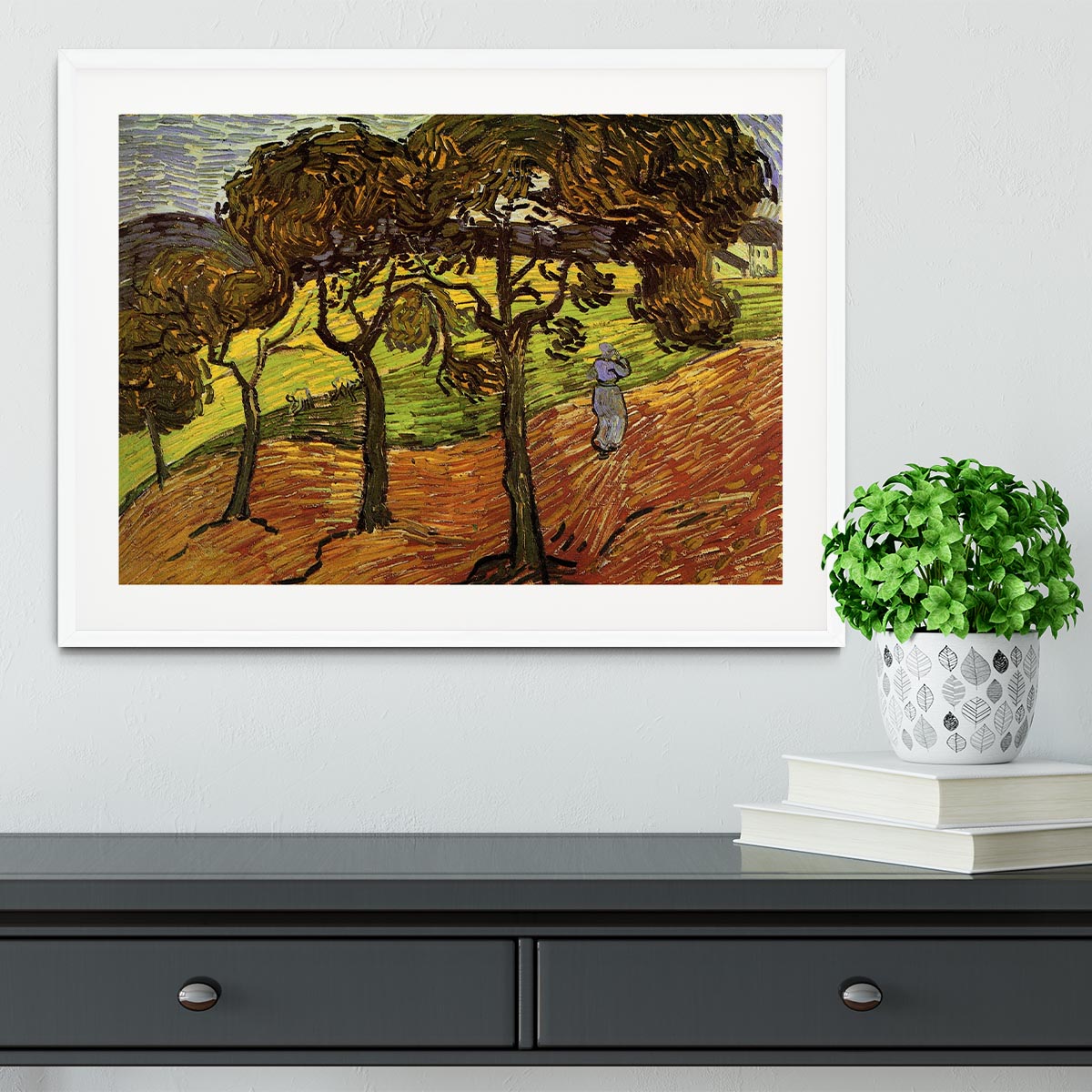 Landscape with Trees and Figures by Van Gogh Framed Print - Canvas Art Rocks - 5