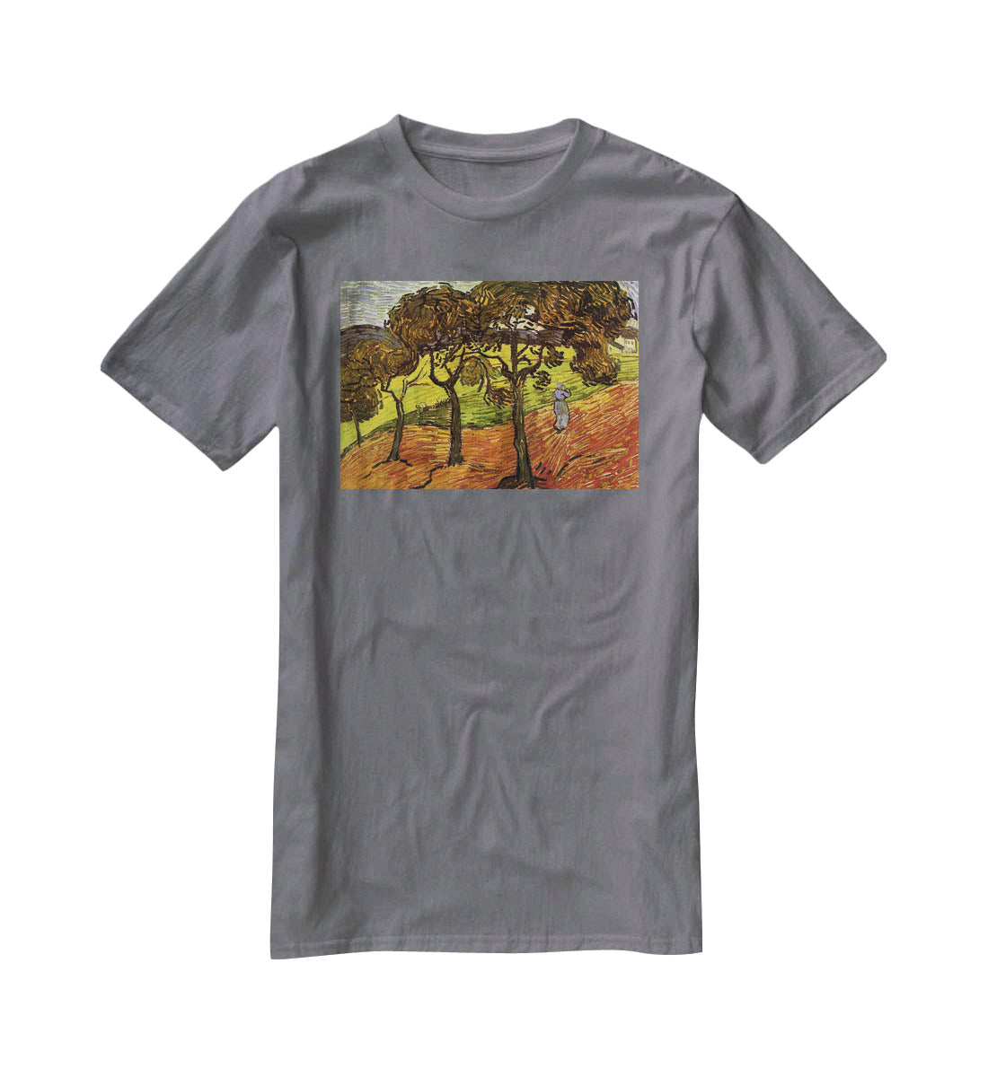 Landscape with Trees and Figures by Van Gogh T-Shirt - Canvas Art Rocks - 3