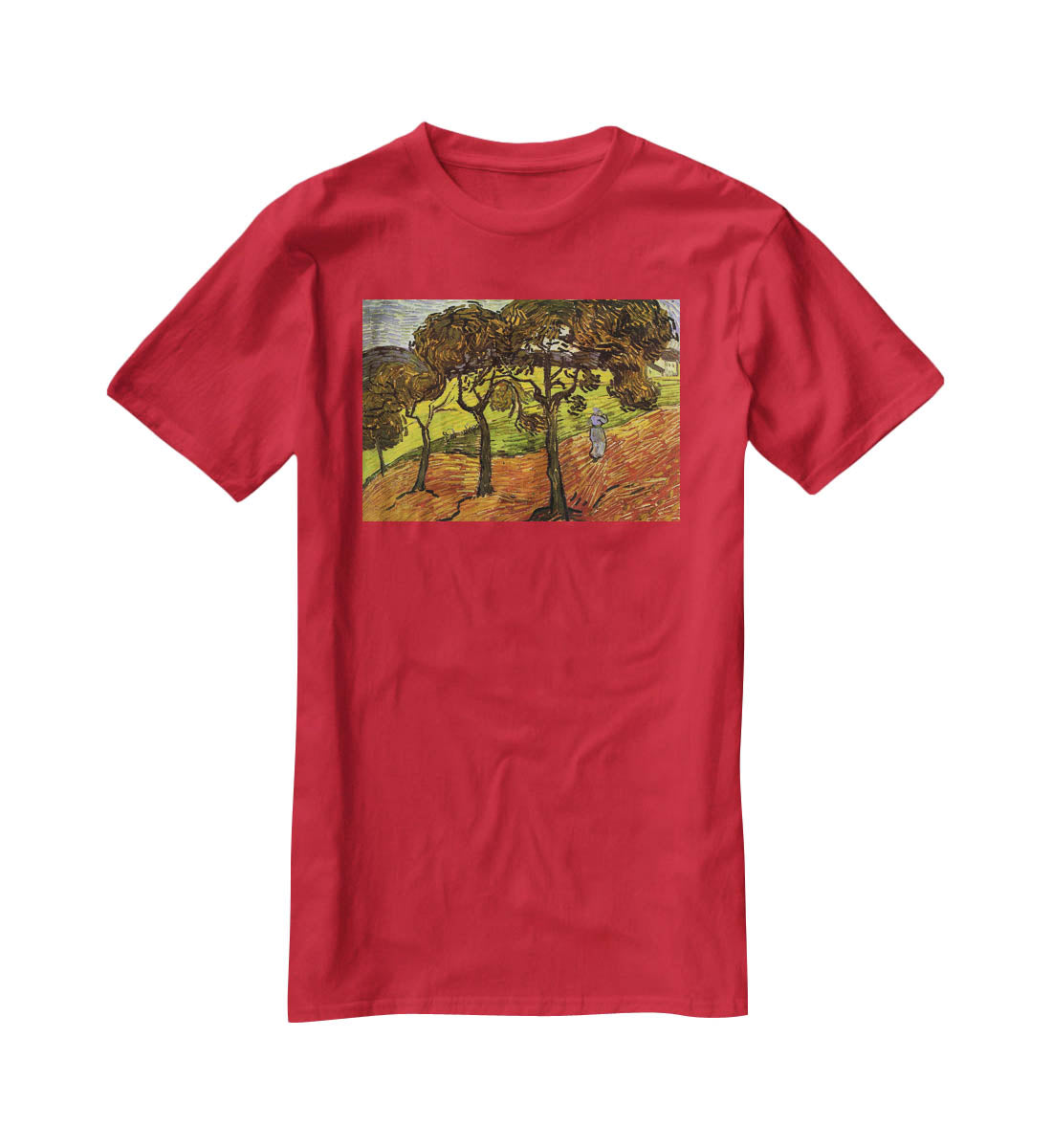 Landscape with Trees and Figures by Van Gogh T-Shirt - Canvas Art Rocks - 4
