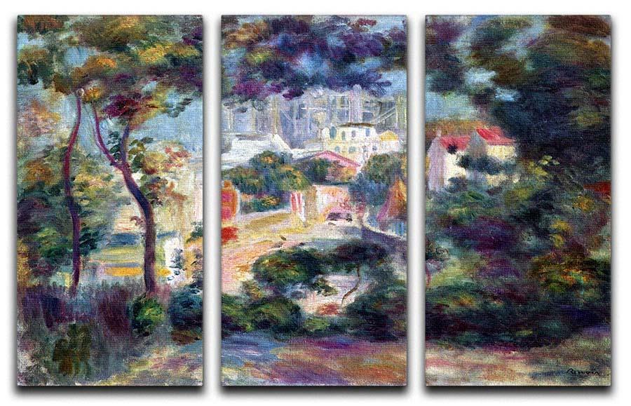 Landscape with a view of the Sacred Heart by Renoir 3 Split Panel Canvas Print - Canvas Art Rocks - 1
