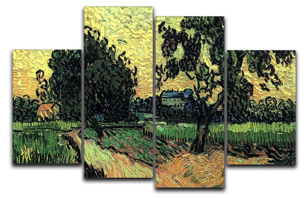 Landscape with the Chateau of Auvers at Sunset by Van Gogh 4 Split Panel Canvas  - Canvas Art Rocks - 1
