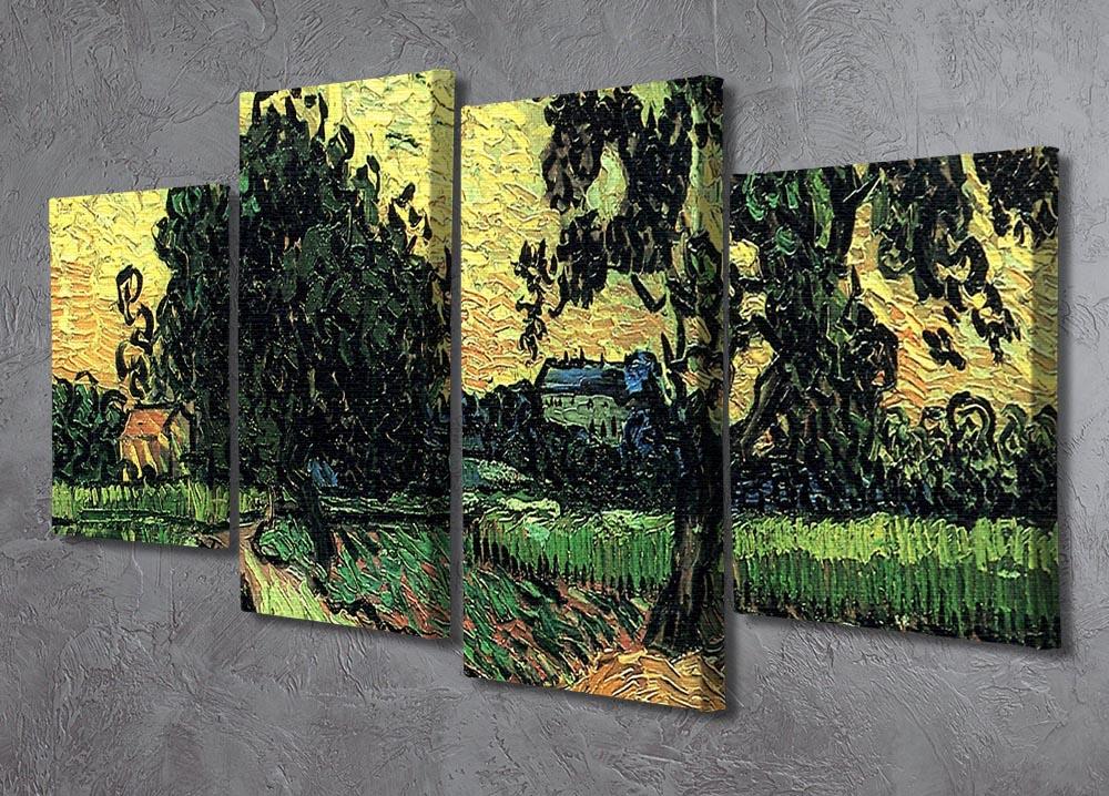 Landscape with the Chateau of Auvers at Sunset by Van Gogh 4 Split Panel Canvas - Canvas Art Rocks - 2