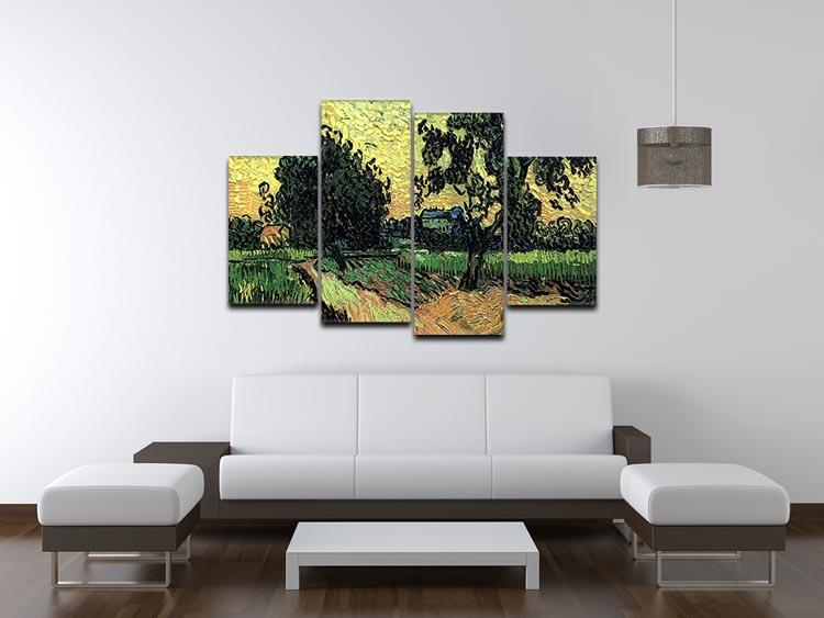 Landscape with the Chateau of Auvers at Sunset by Van Gogh 4 Split Panel Canvas - Canvas Art Rocks - 3