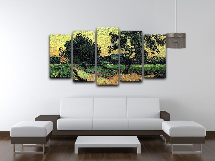 Landscape with the Chateau of Auvers at Sunset by Van Gogh 5 Split Panel Canvas - Canvas Art Rocks - 3