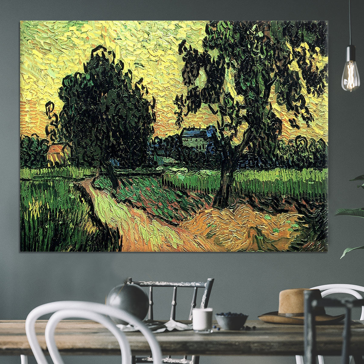 Landscape with the Chateau of Auvers at Sunset by Van Gogh Canvas Print or Poster - Canvas Art Rocks - 3