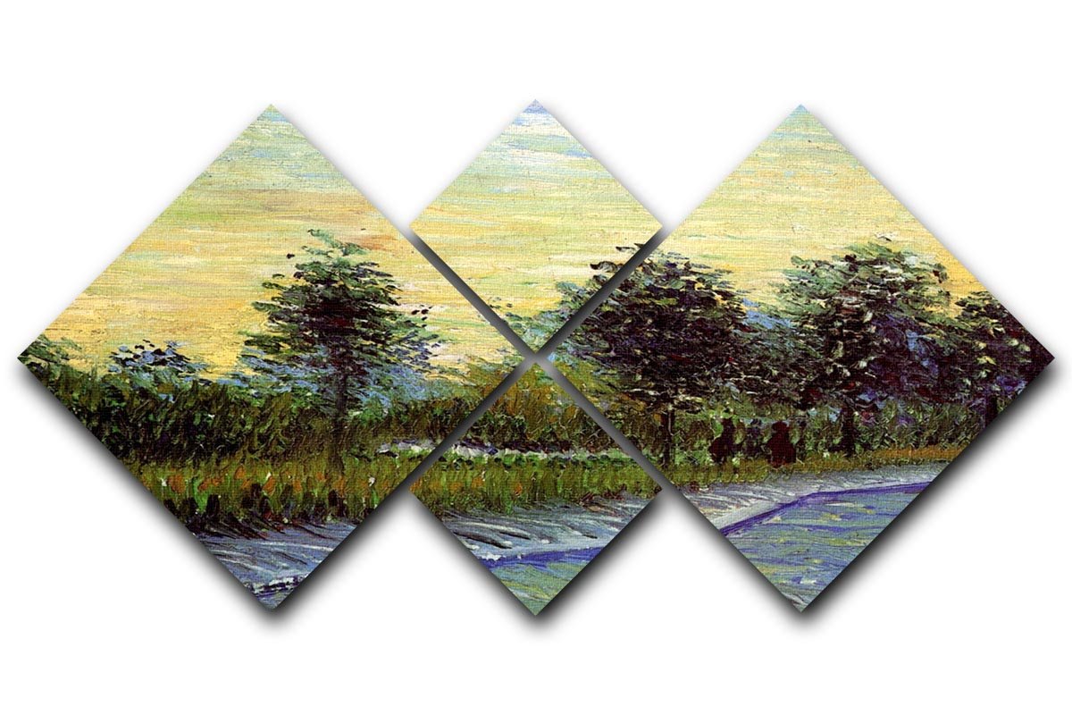 Lane in Voyer d Argenson Park at Asnieres by Van Gogh 4 Square Multi Panel Canvas  - Canvas Art Rocks - 1