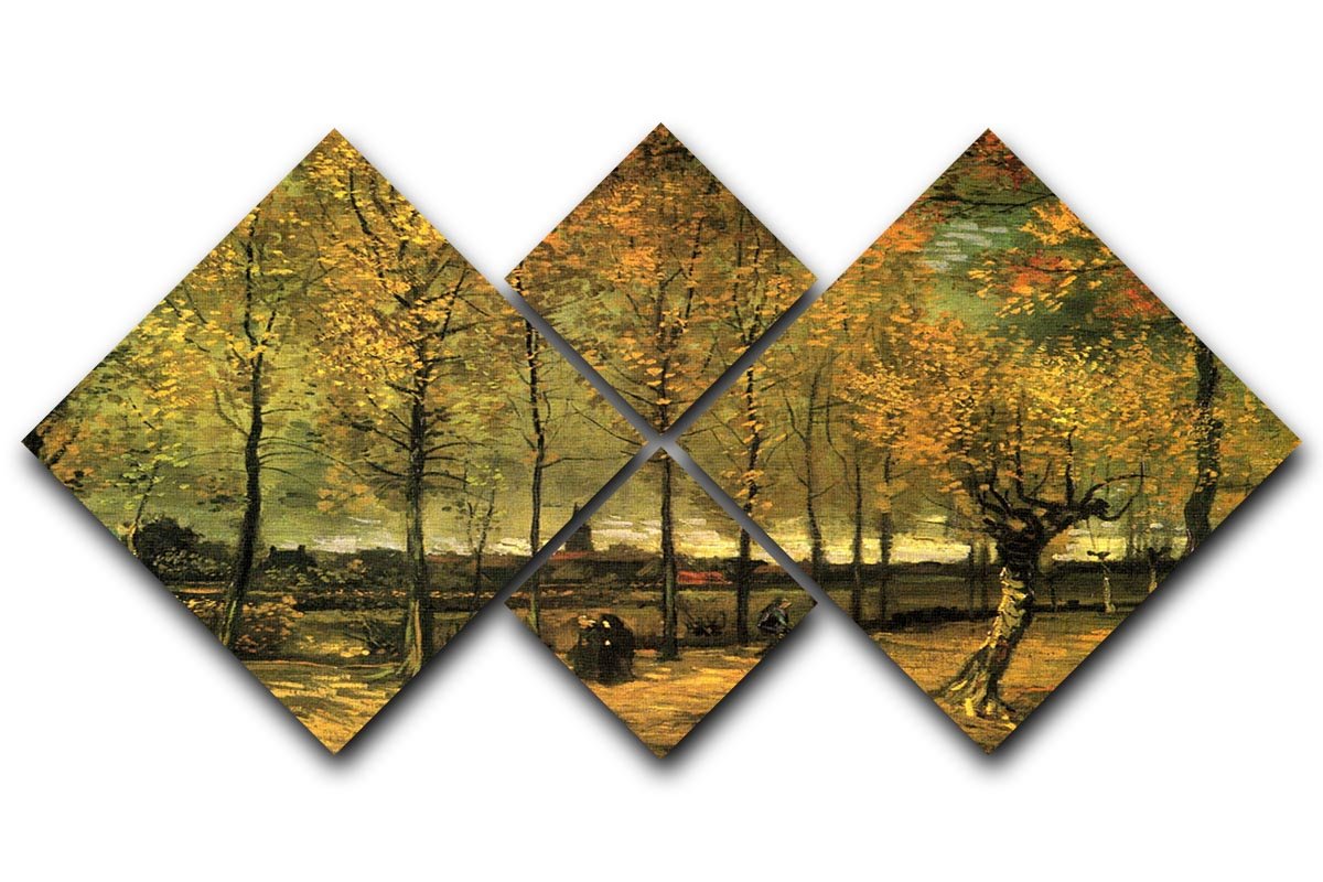 Lane with Poplars by Van Gogh 4 Square Multi Panel Canvas  - Canvas Art Rocks - 1