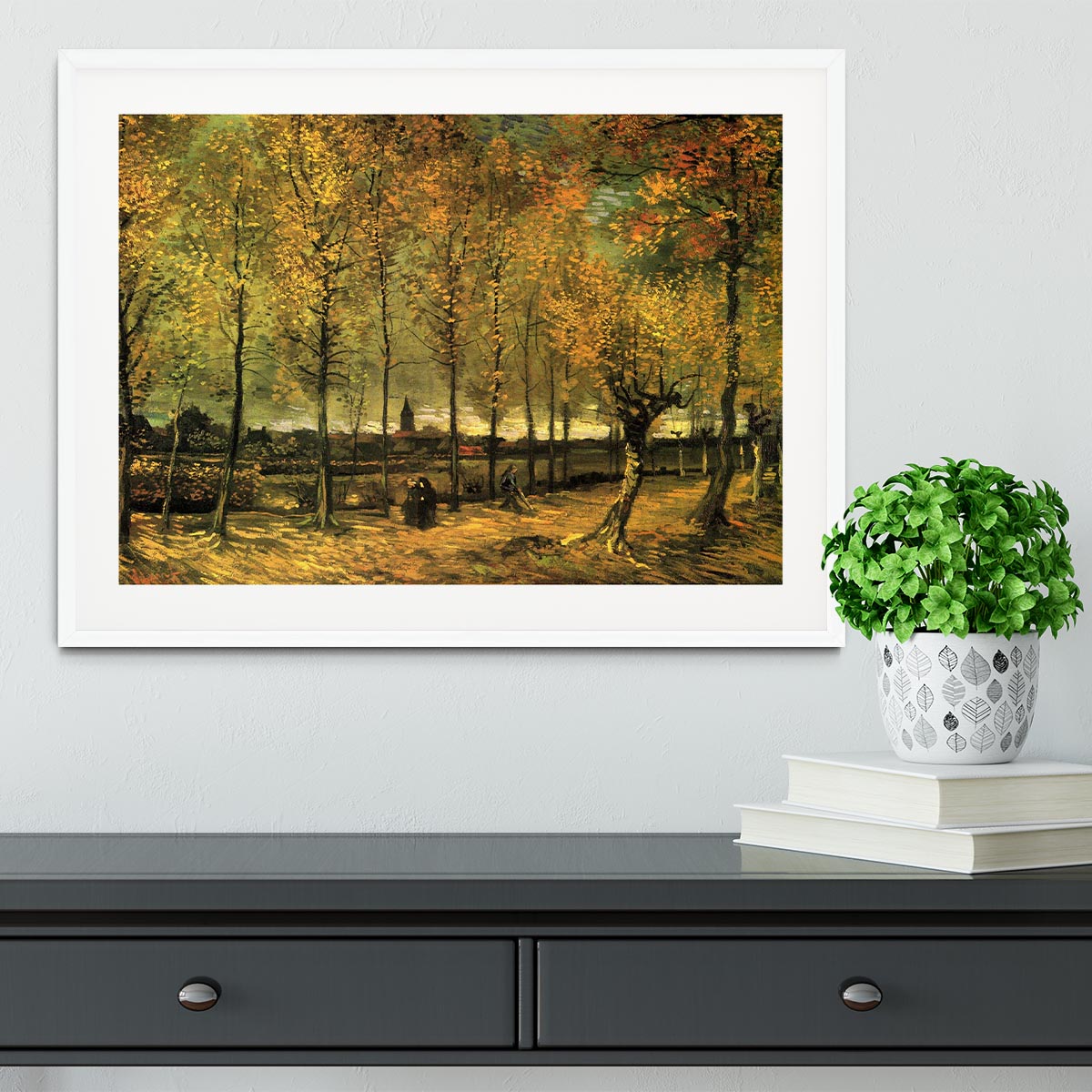 Lane with Poplars by Van Gogh Framed Print - Canvas Art Rocks - 5