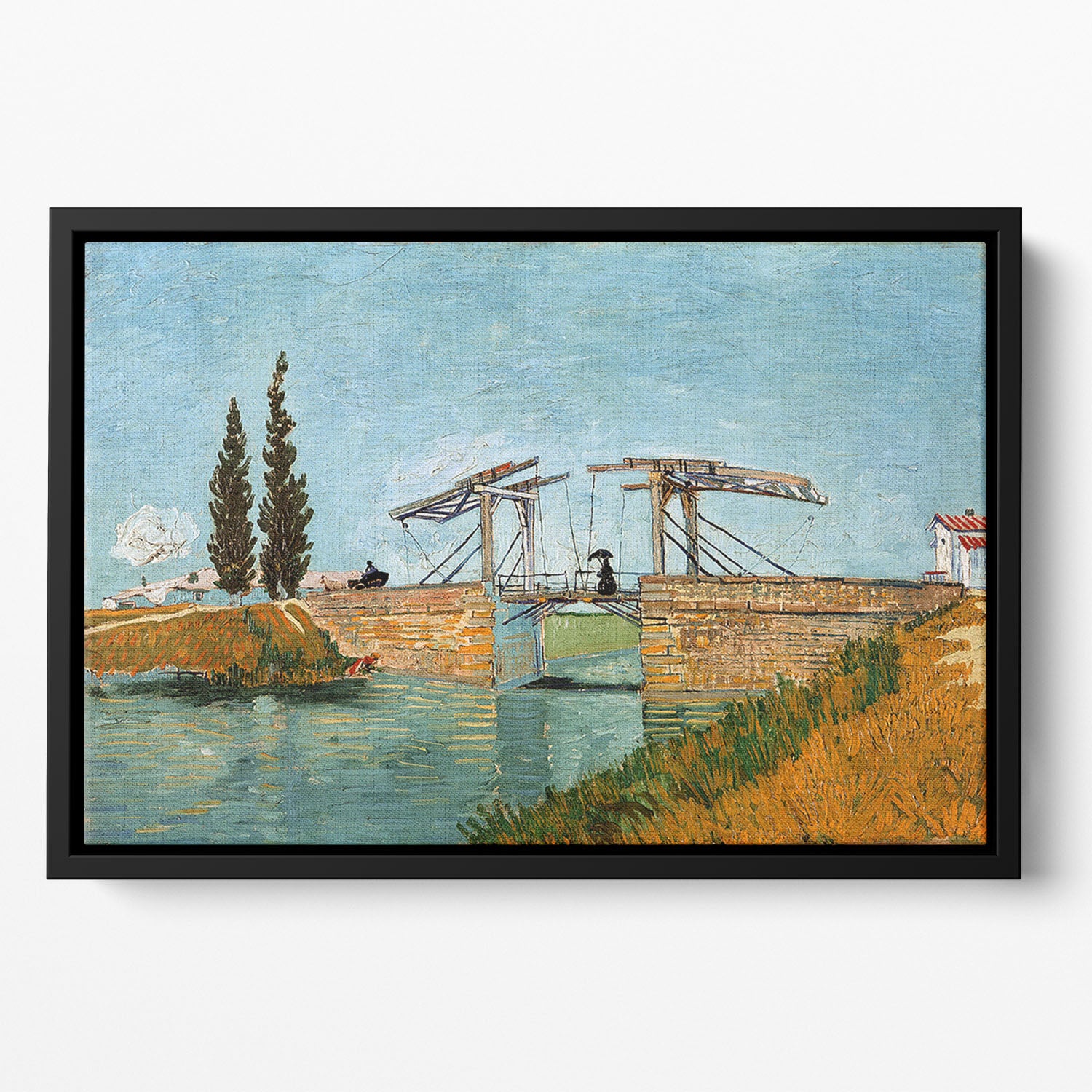 Langlois Bridge by Van Gogh Floating Framed Canvas