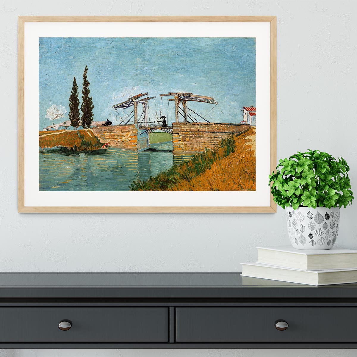 Langlois Bridge by Van Gogh Framed Print - Canvas Art Rocks - 3