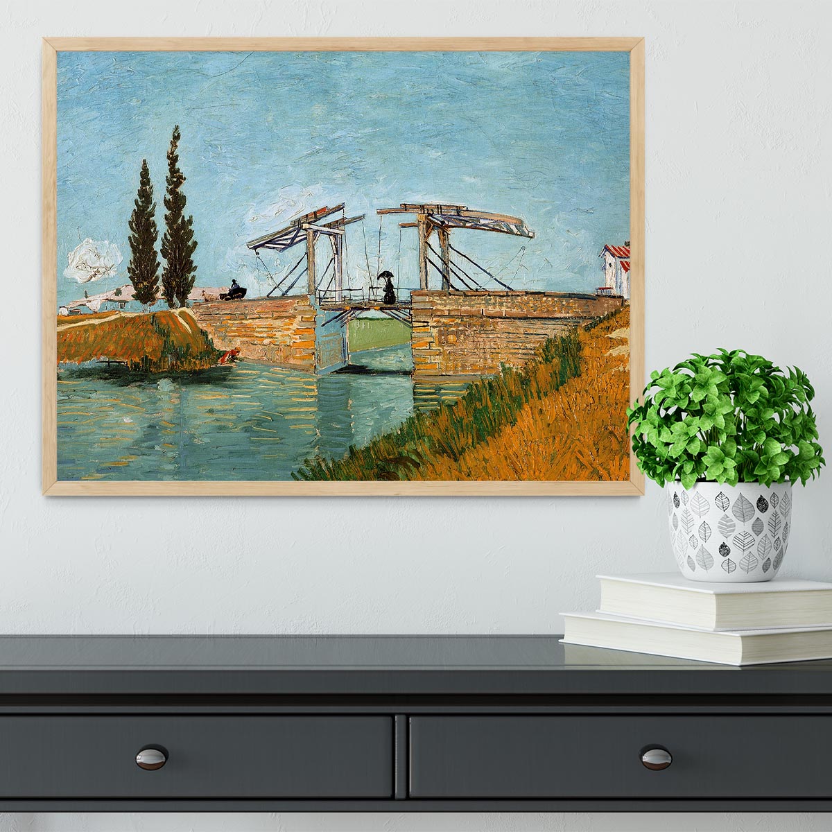 Langlois Bridge by Van Gogh Framed Print - Canvas Art Rocks - 4