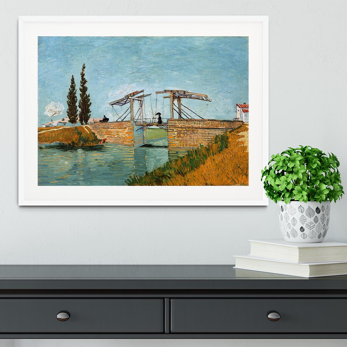 Langlois Bridge by Van Gogh Framed Print - Canvas Art Rocks - 5