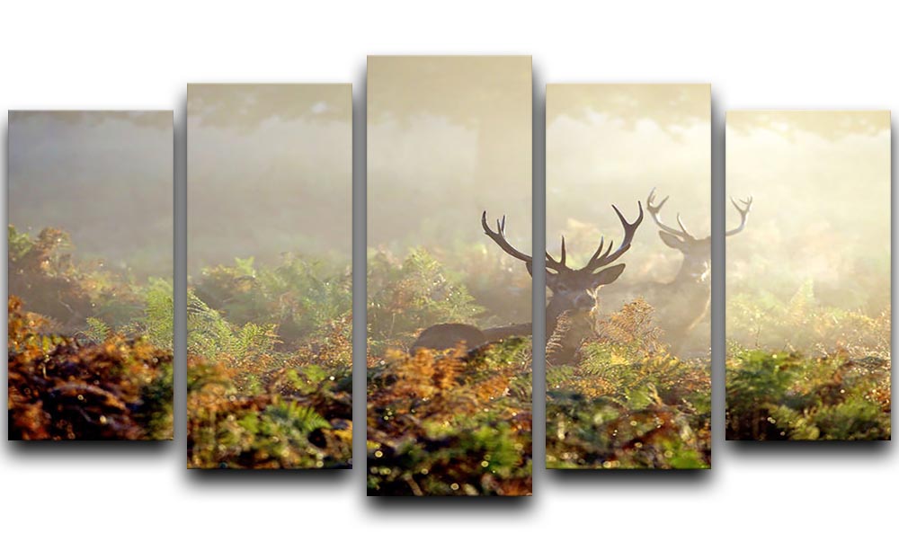 Large red deer stag in mist 5 Split Panel Canvas - Canvas Art Rocks - 1