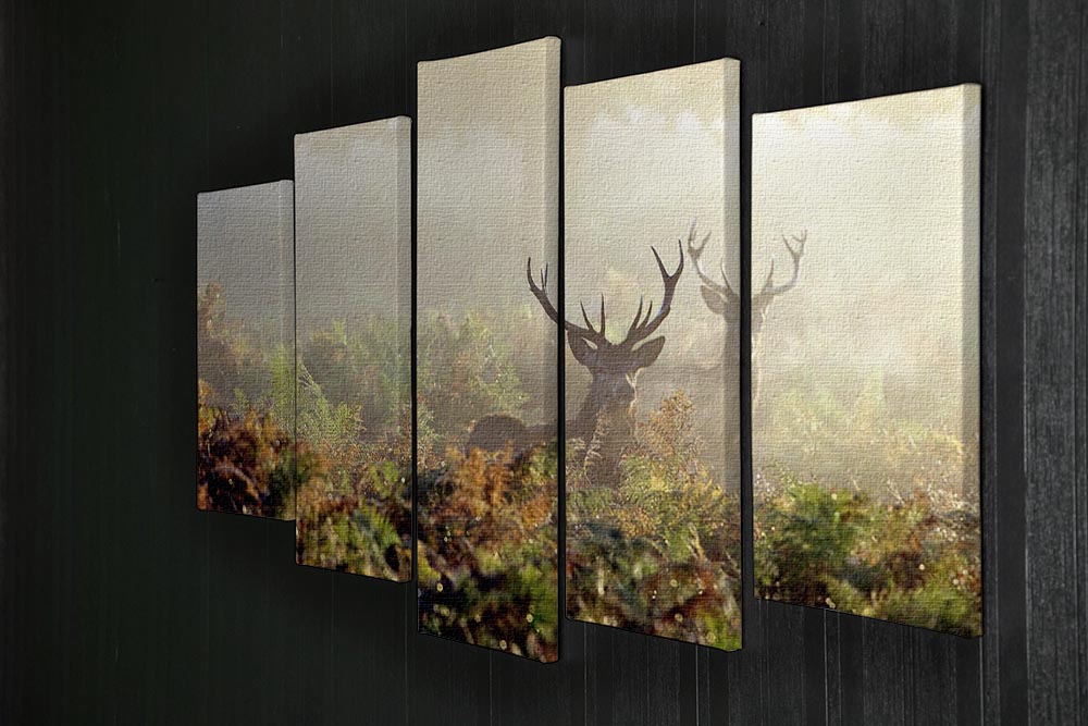 Large red deer stag in mist 5 Split Panel Canvas - Canvas Art Rocks - 2