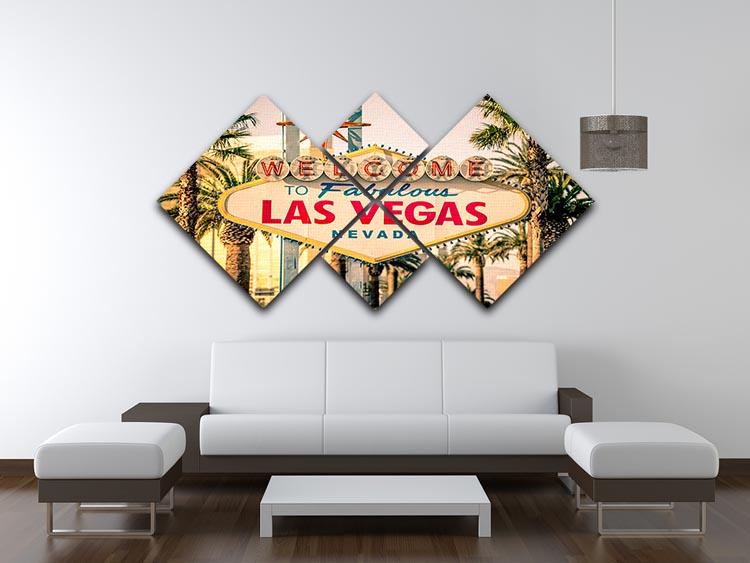 Las Vegas Welcomes You 4 Square Multi Panel Canvas  - Canvas Art Rocks - 3