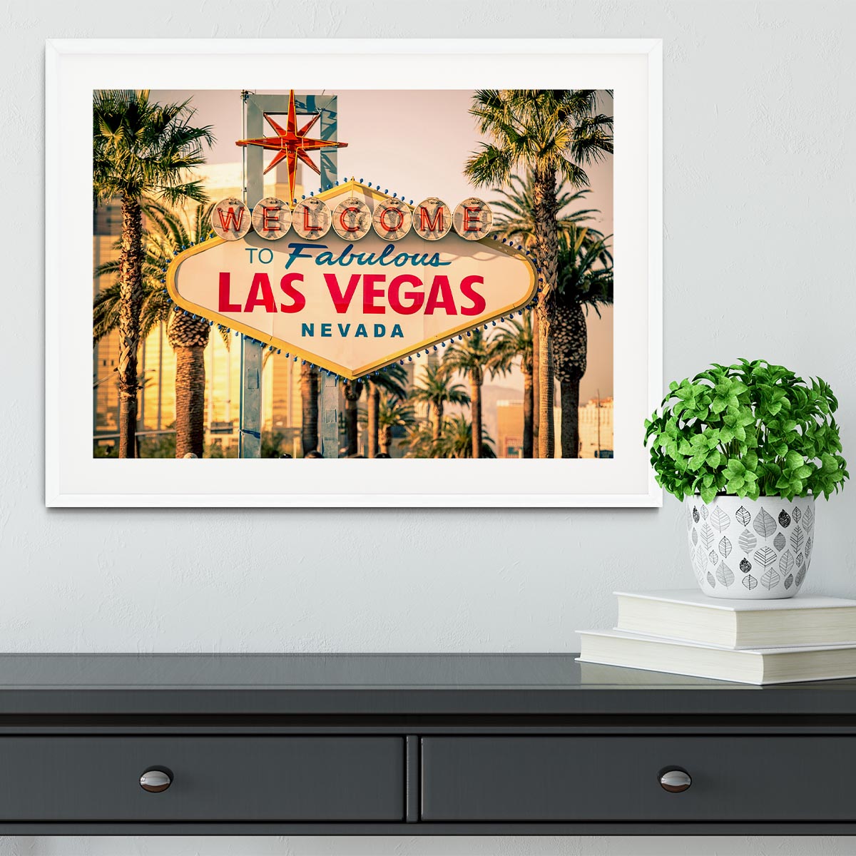 Las Vegas Welcomes You Framed Print - Canvas Art Rocks - 5