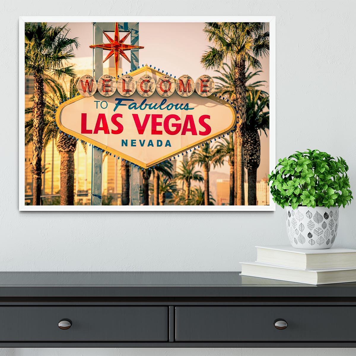 Las Vegas Welcomes You Framed Print - Canvas Art Rocks -6