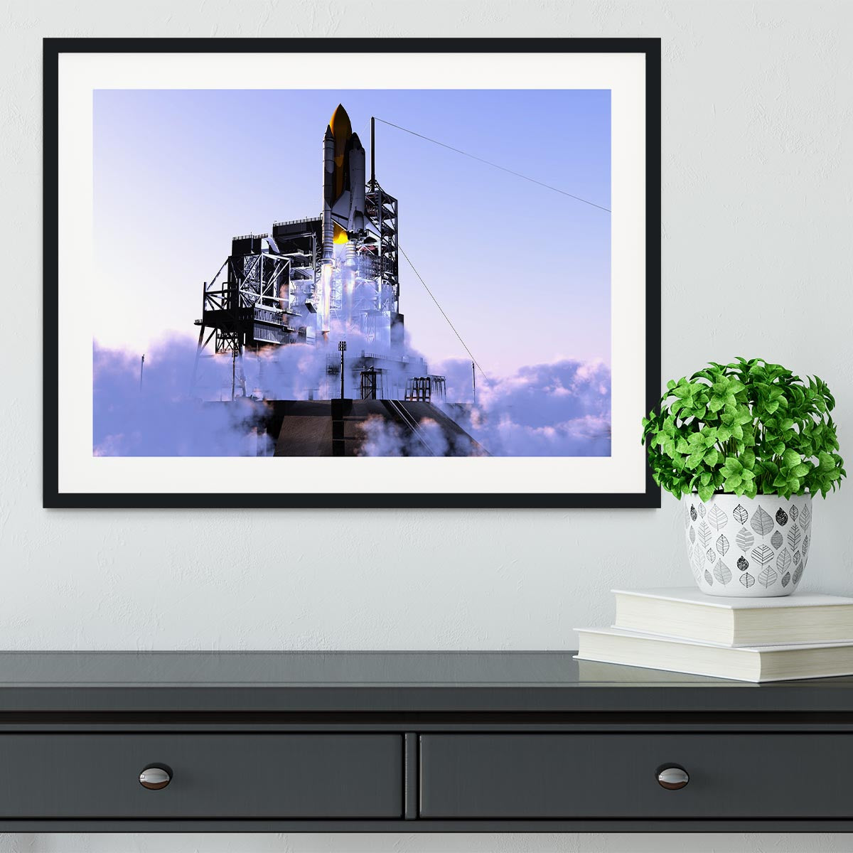 Launch a spacecraft into space Framed Print - Canvas Art Rocks - 1