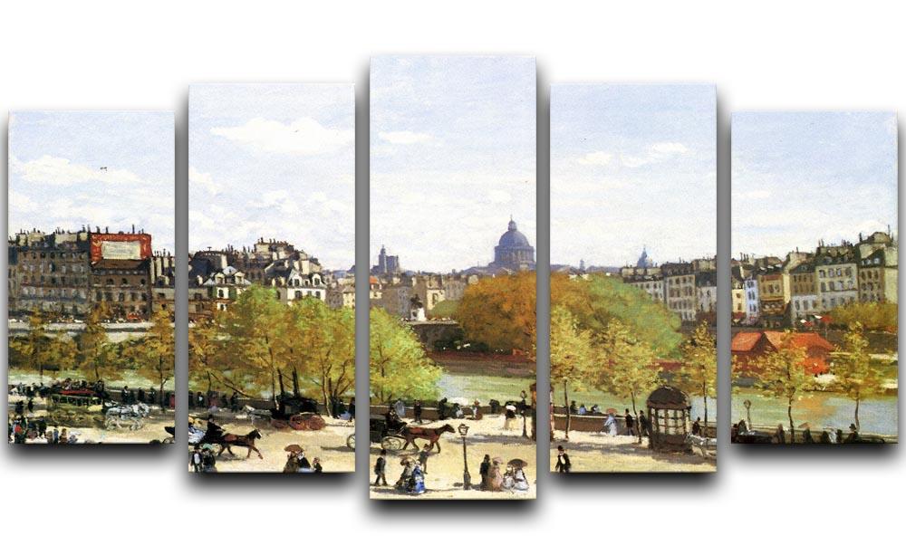 Le quai du Louvre by Monet 5 Split Panel Canvas  - Canvas Art Rocks - 1