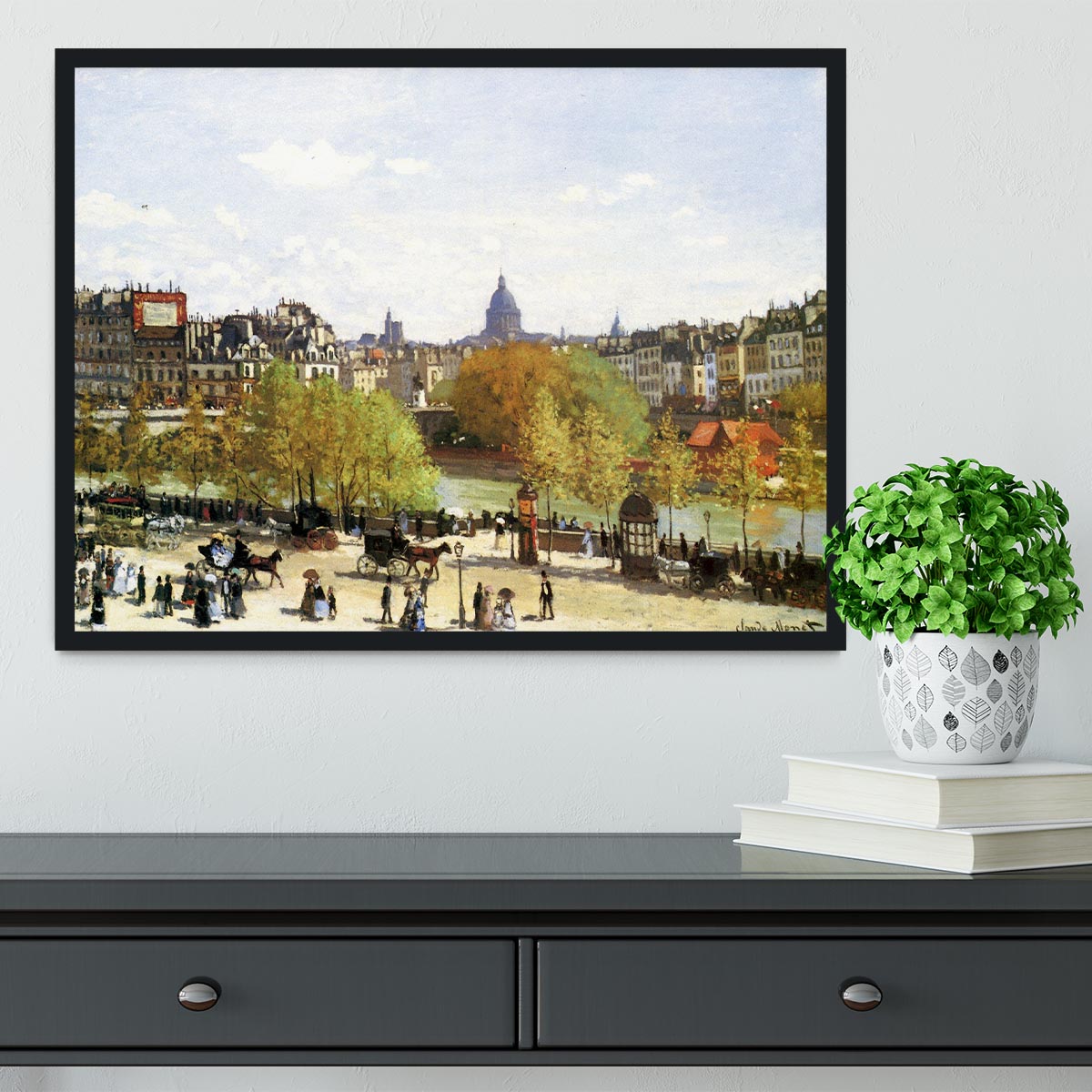 Le quai du Louvre by Monet Framed Print - Canvas Art Rocks - 2