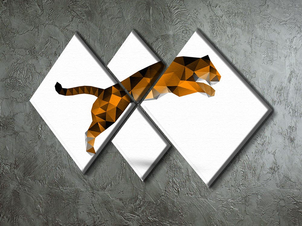 Leaping tiger from polygons 4 Square Multi Panel Canvas - Canvas Art Rocks - 2