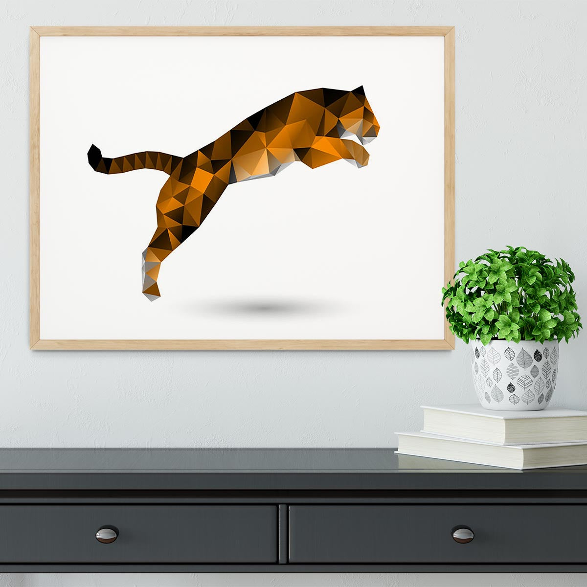 Leaping tiger from polygons Framed Print - Canvas Art Rocks - 4