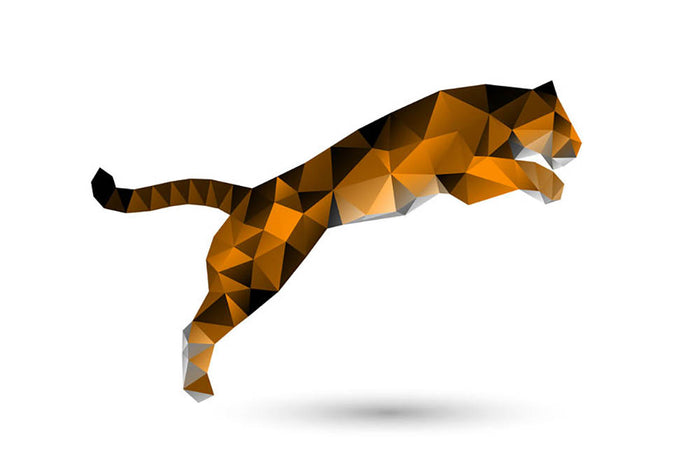Leaping tiger from polygons Wall Mural Wallpaper