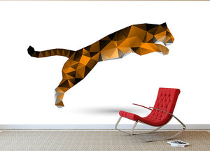 Leaping tiger from polygons Wall Mural Wallpaper - Canvas Art Rocks - 2