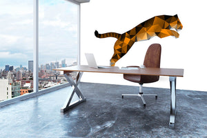Leaping tiger from polygons Wall Mural Wallpaper - Canvas Art Rocks - 3