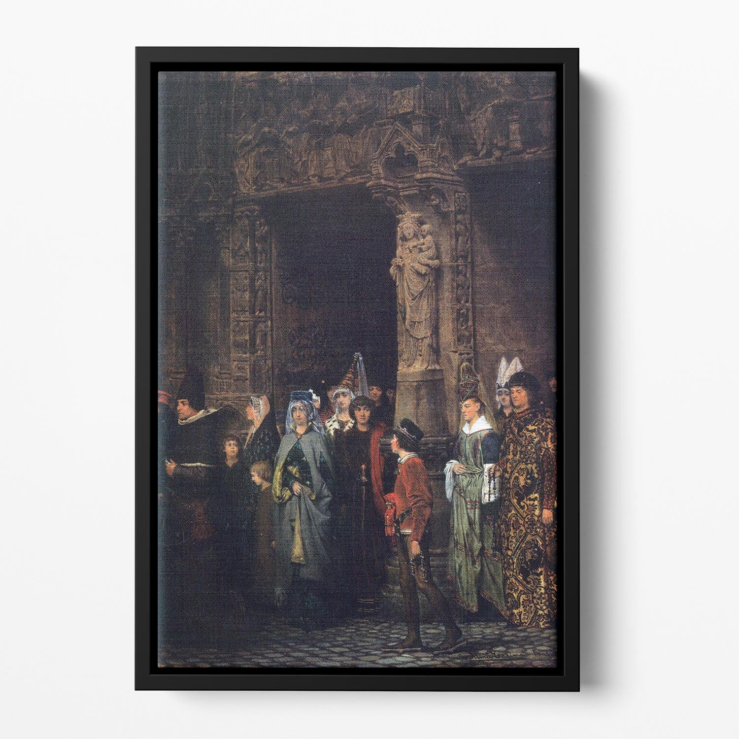 Leaving a church in the 15th Century by Alma Tadema Floating Framed Canvas - Canvas Art Rocks - 2