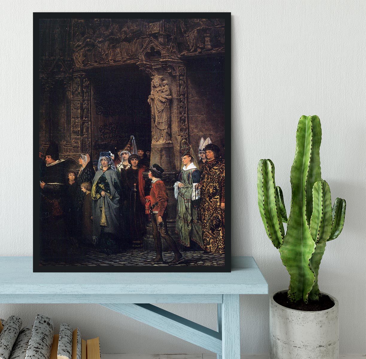 Leaving a church in the 15th Century by Alma Tadema Framed Print - Canvas Art Rocks - 2