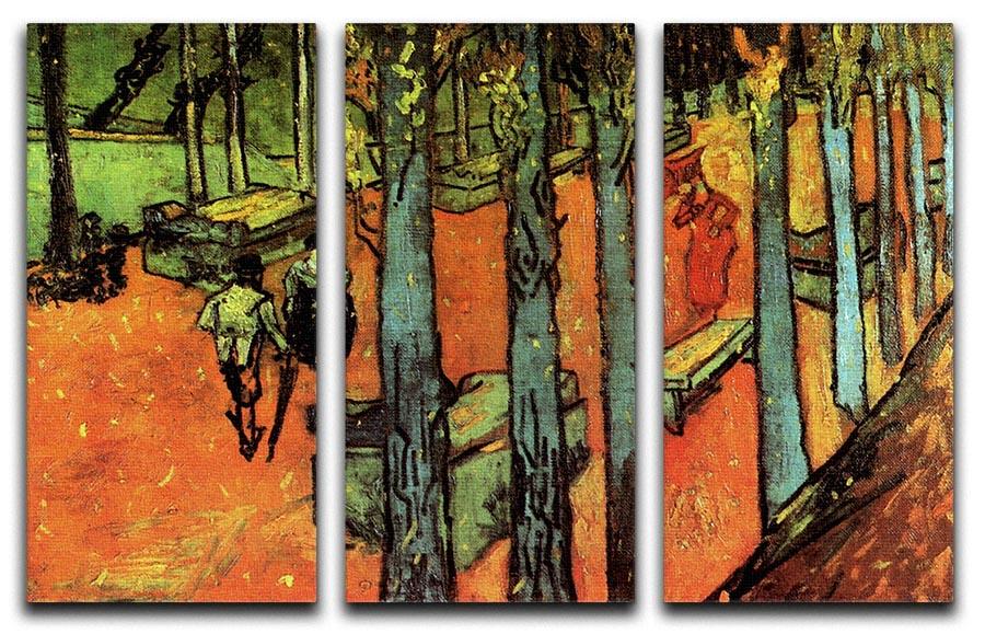 Les Alyscamps Falling Autumn Leaves by Van Gogh 3 Split Panel Canvas Print - Canvas Art Rocks - 4