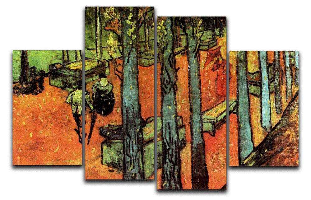 Les Alyscamps Falling Autumn Leaves by Van Gogh 4 Split Panel Canvas  - Canvas Art Rocks - 1