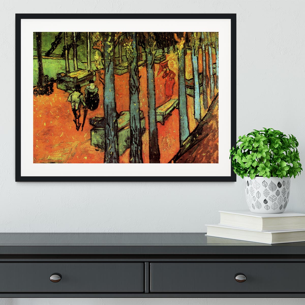 Les Alyscamps Falling Autumn Leaves by Van Gogh Framed Print - Canvas Art Rocks - 1